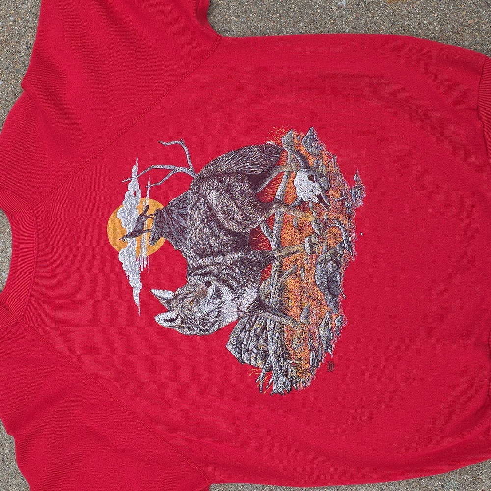 Vintage Tultex Red Wolf Coyote Wilderness Call Of The Wild Crewneck Sweatshirt